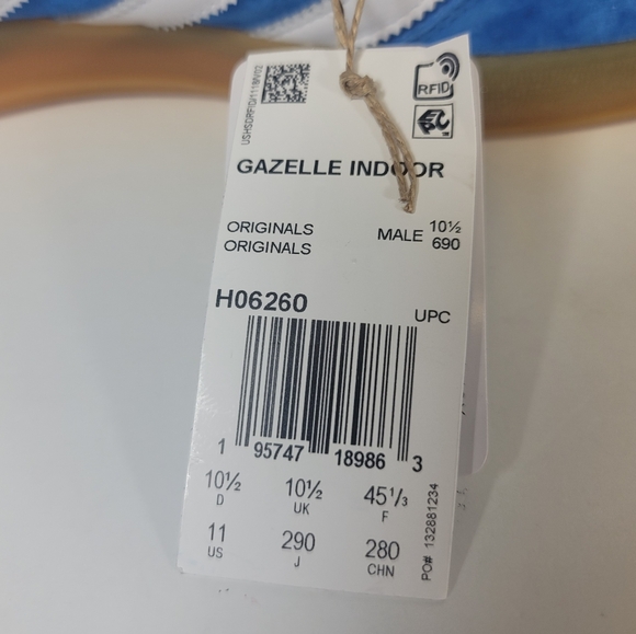 Adidas Men’s Gazelle Indoor Originals Mens Size 11 Blue Bird Gum H06260 Shoes - Picture 12 of 12